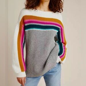 Anthropologie Sophie Ribbed Sweater, Striped, Women’s Small